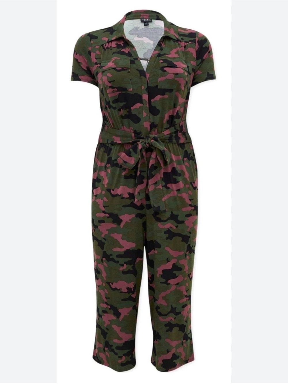 torrid Olive & Pink Camouflage Wide-Leg Jumpsuit